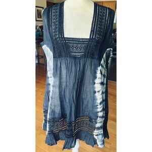 Stillwater Supply Co. Navy Cotton Tunic Top Babydoll Dress sz S NWT